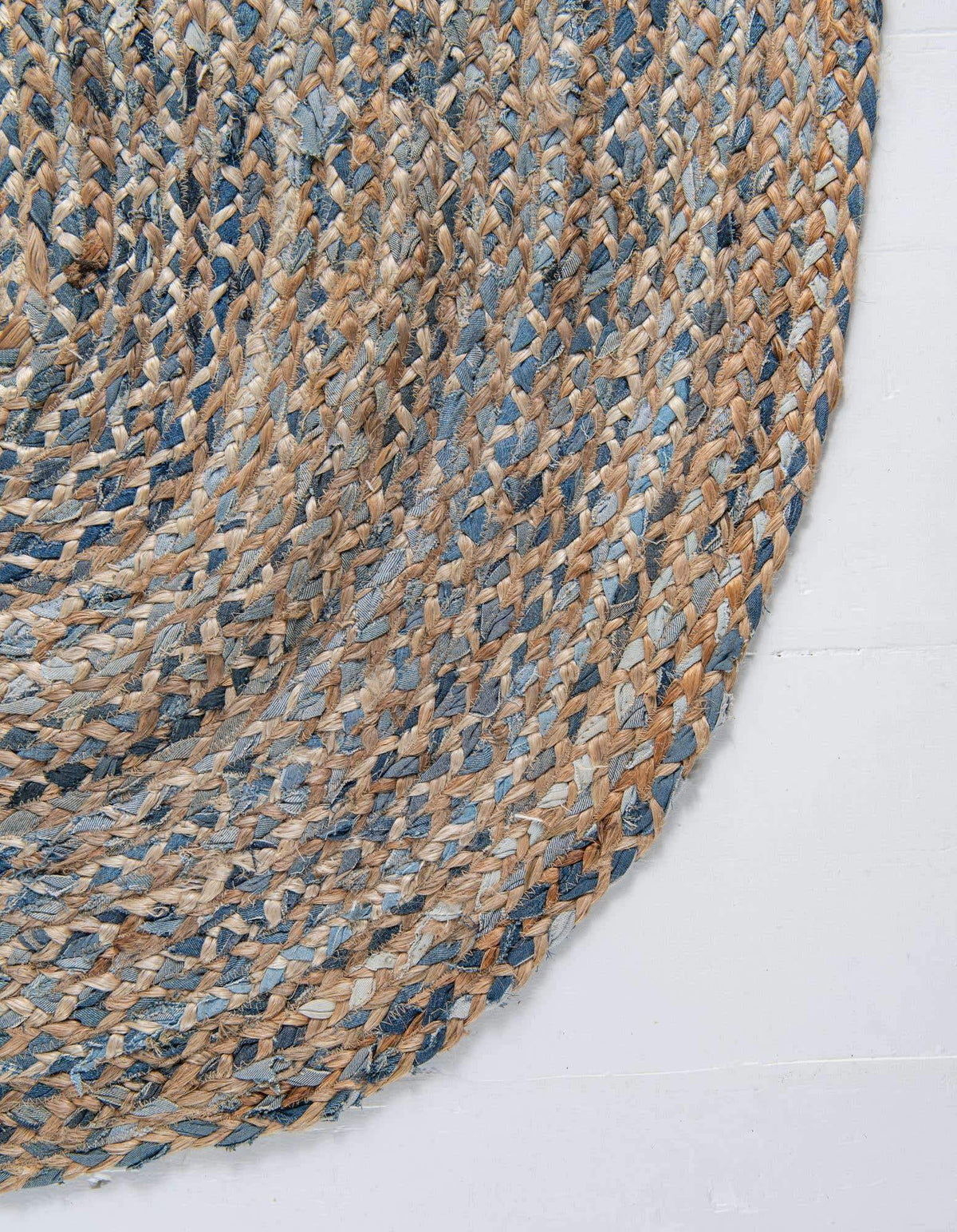 Blue Multicolor Jute Braided Oval Rugfor Living Room – 36 x 48 handmade by LoomifyHome