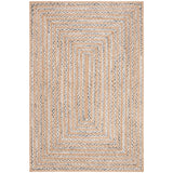 Beige Blue Jute Braided Oval Rugfor Living Room – Farmhouse handmade by LoomifyHome