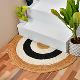 White Beige Jute Braided Half Moon Doormatfor Living Room – Artisan Style 2 handmade by LoomifyHome