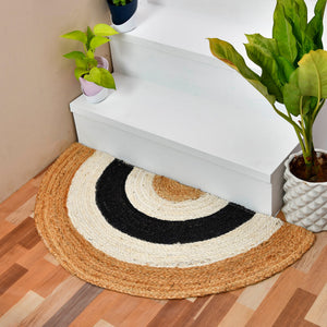 White Beige Jute Braided Half Moon Doormatfor Living Room – Artisan Style 2 handmade by LoomifyHome