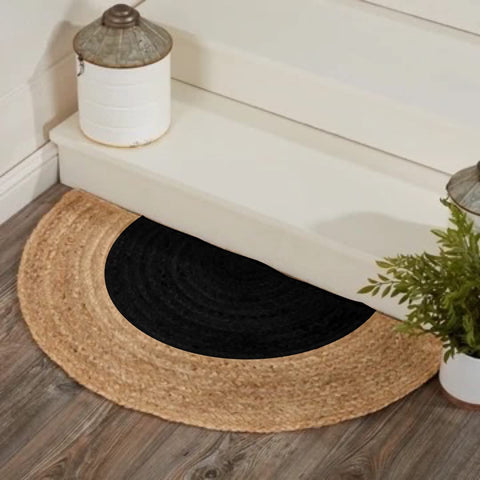 White Beige Jute Braided Half Moon Doormatfor Living Room – Artisan Style 12 handmade by LoomifyHome