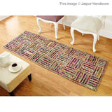 Beige Blue Jute Braided Runner Rugfor Living Room – 24 x 96 handmade by LoomifyHome