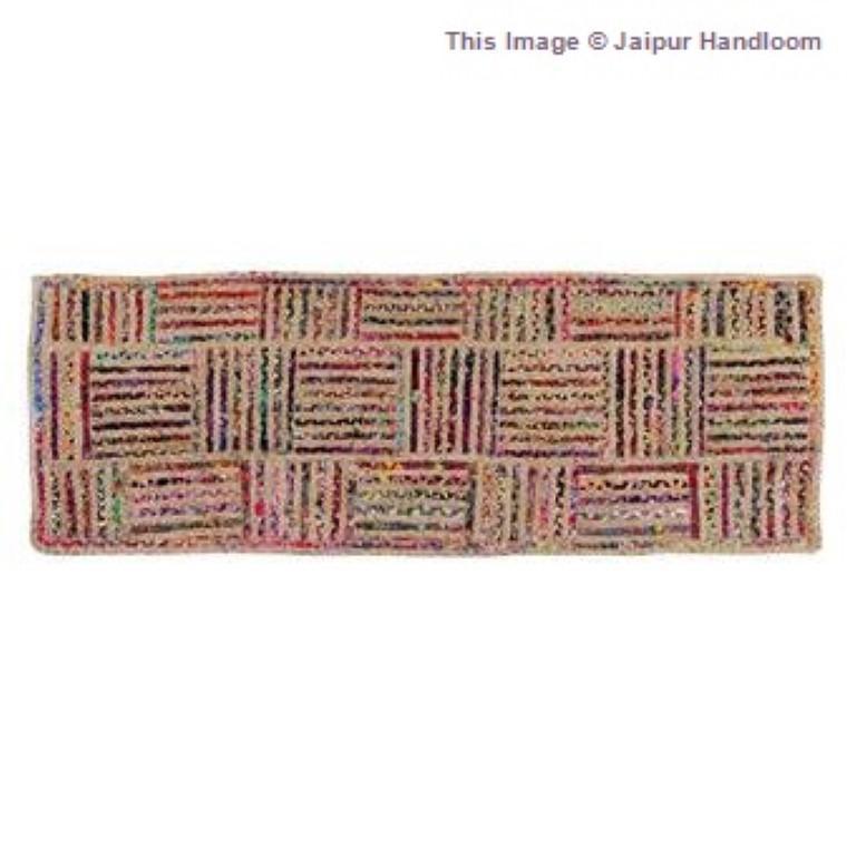 Beige Blue Jute Braided Runner Rugfor Living Room – 24 x 96 handmade by LoomifyHome