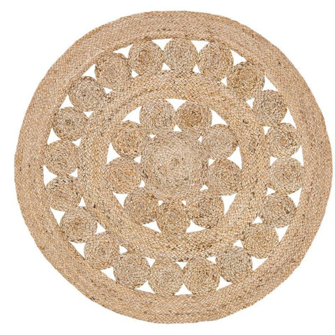 Beige Blue Jute Braided Doormatfor Living Room – Coastal handmade by LoomifyHome