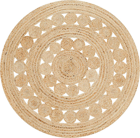 White Beige Jute Braided Round Rugfor Living Room – Soft Neutral handmade by LoomifyHome