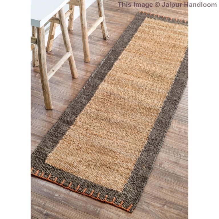 Beige Blue Jute Braided Area Rugfor Living Room – 2 x 10 handmade by LoomifyHome