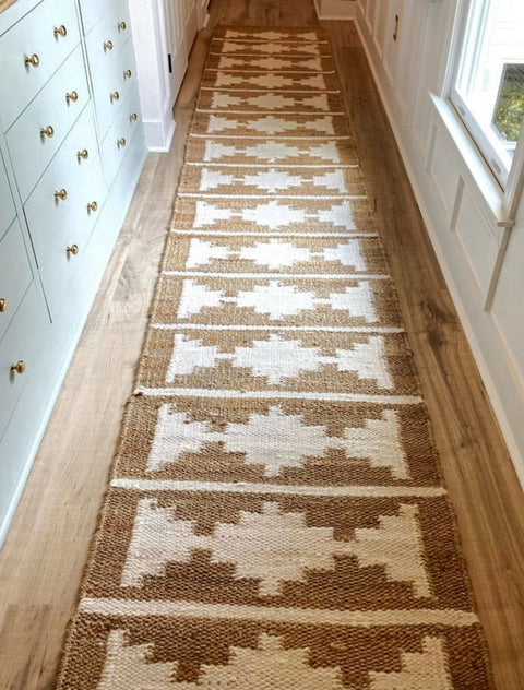 Beige Jute Braided Stair Runnerfor Living Room – 4 x 5 handmade by LoomifyHome