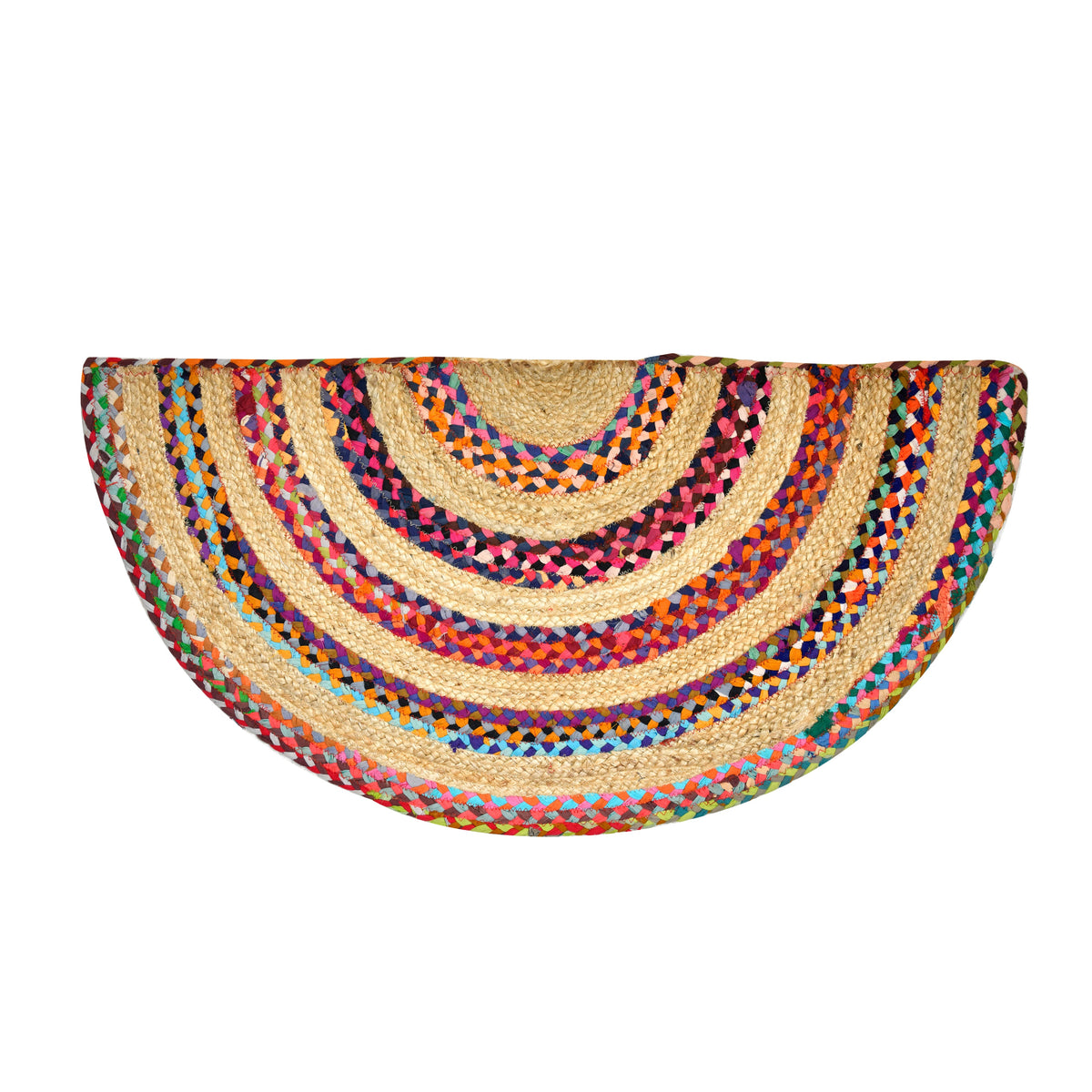 White Beige Jute Braided Half Moon Doormatfor Living Room – Front handmade by LoomifyHome