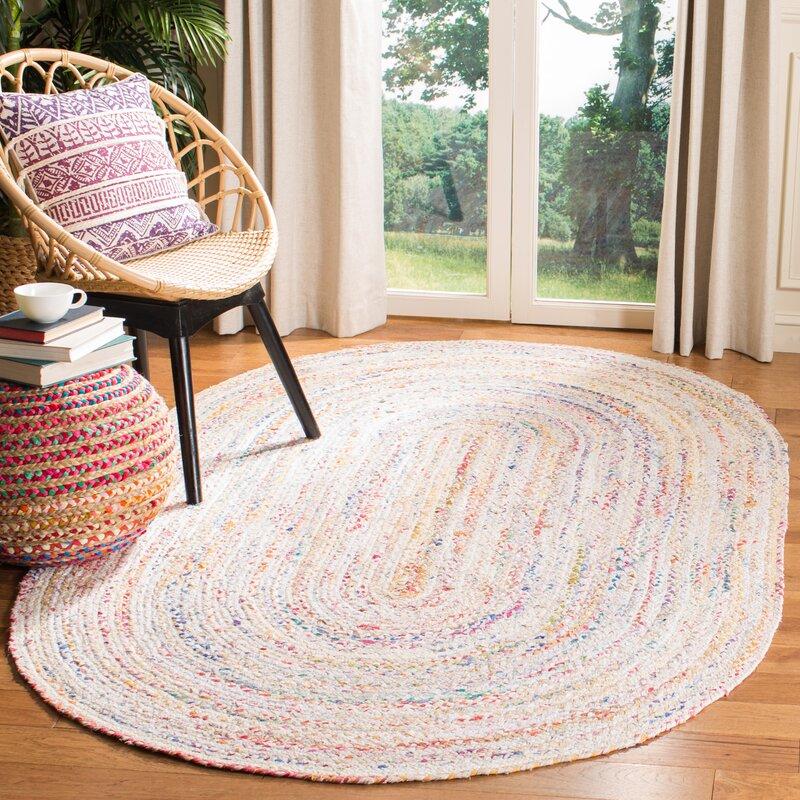 Blue Multicolor Jute Braided Oval Rugfor Living Room – 60 x 96 handmade by LoomifyHome
