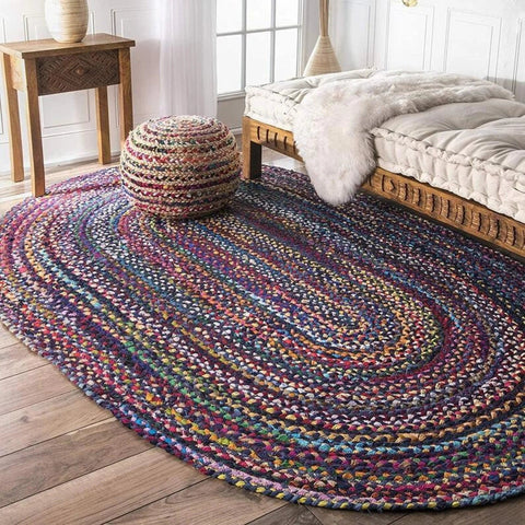 Multicolor Jute Braided Oval Rugfor Living Room – 36 x 48 handmade by LoomifyHome