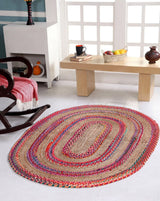 Multicolor Jute Braided Oval Rugfor Living Room – 2 x 3 handmade by LoomifyHome