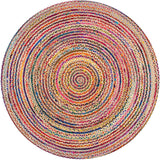 Beige Blue Jute Braided Round Rugfor Living Room – Artisan Style 29 handmade by LoomifyHome