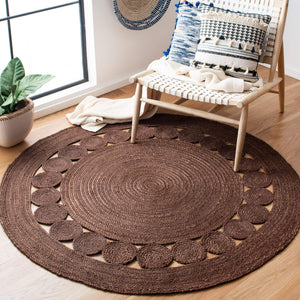 Beige Brown Jute Braided Round Rugfor Living Room – Mandala handmade by LoomifyHome