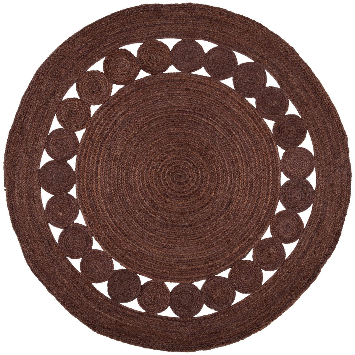 Beige Brown Jute Braided Round Rugfor Living Room – Mandala handmade by LoomifyHome