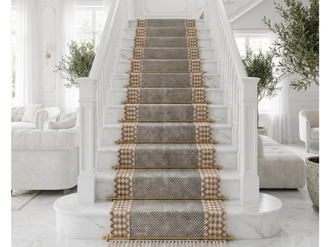 Cotton Stairs Runner Rug Earthy Brown Runner Rug, Handwoven Rug for Bedside, Entryway, Kitchen, Modern Decor, Custom Sizes