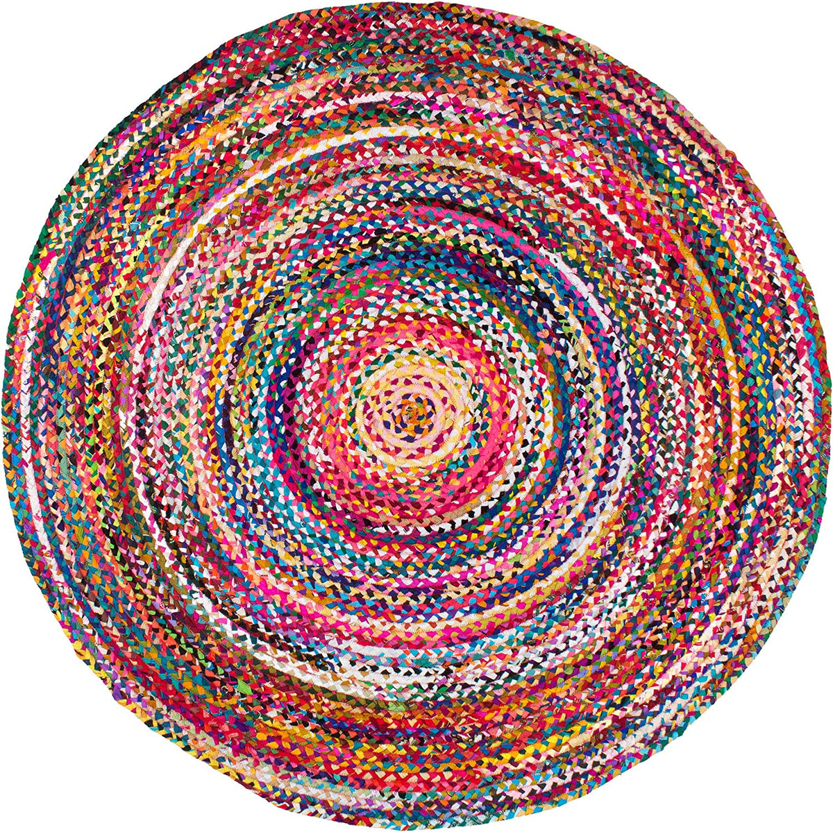 Beige Blue Jute Braided Round Rugfor Living Room – Artisan Style 27 handmade by LoomifyHome