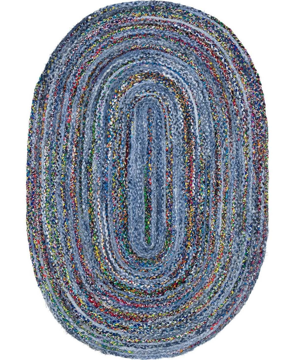Blue Multicolor Jute Braided Runner Rugfor Living Room – Coastal handmade by LoomifyHome