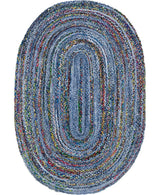 Blue Multicolor Jute Braided Runner Rugfor Living Room – Coastal handmade by LoomifyHome