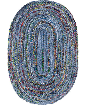 Blue Multicolor Jute Braided Runner Rugfor Living Room – Coastal handmade by LoomifyHome