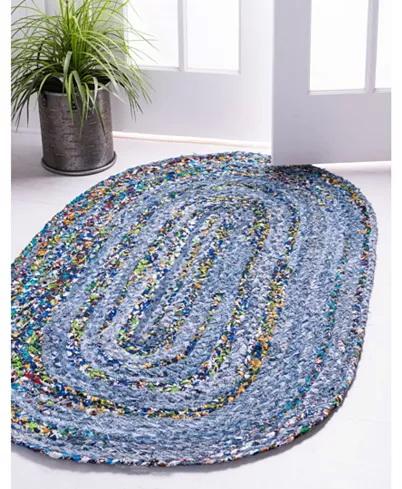 Blue Multicolor Jute Braided Runner Rugfor Living Room – Coastal handmade by LoomifyHome