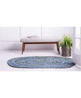 Blue Multicolor Jute Braided Runner Rugfor Living Room – Coastal handmade by LoomifyHome