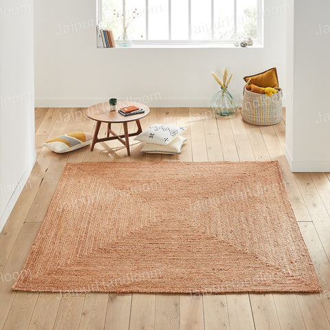 White Beige Jute Braided Runner Rugfor Living Room – 96 x 120 handmade by LoomifyHome