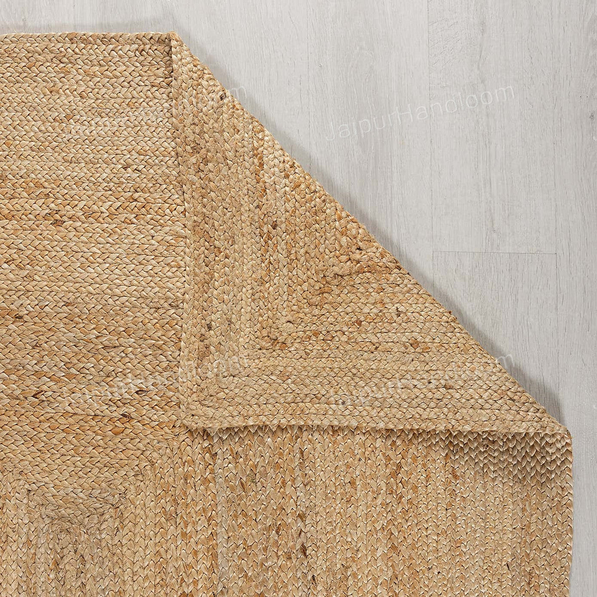 White Beige Jute Braided Runner Rugfor Living Room – 96 x 120 handmade by LoomifyHome