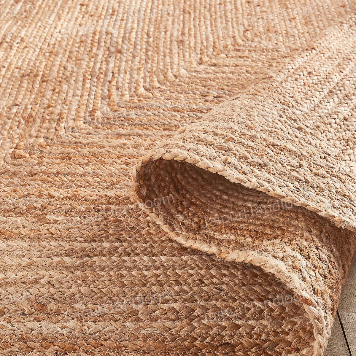 White Beige Jute Braided Runner Rugfor Living Room – 96 x 120 handmade by LoomifyHome