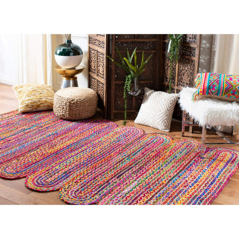 Beige Blue Jute Braided Runner Rugfor Living Room – 3 x 4 handmade by LoomifyHome