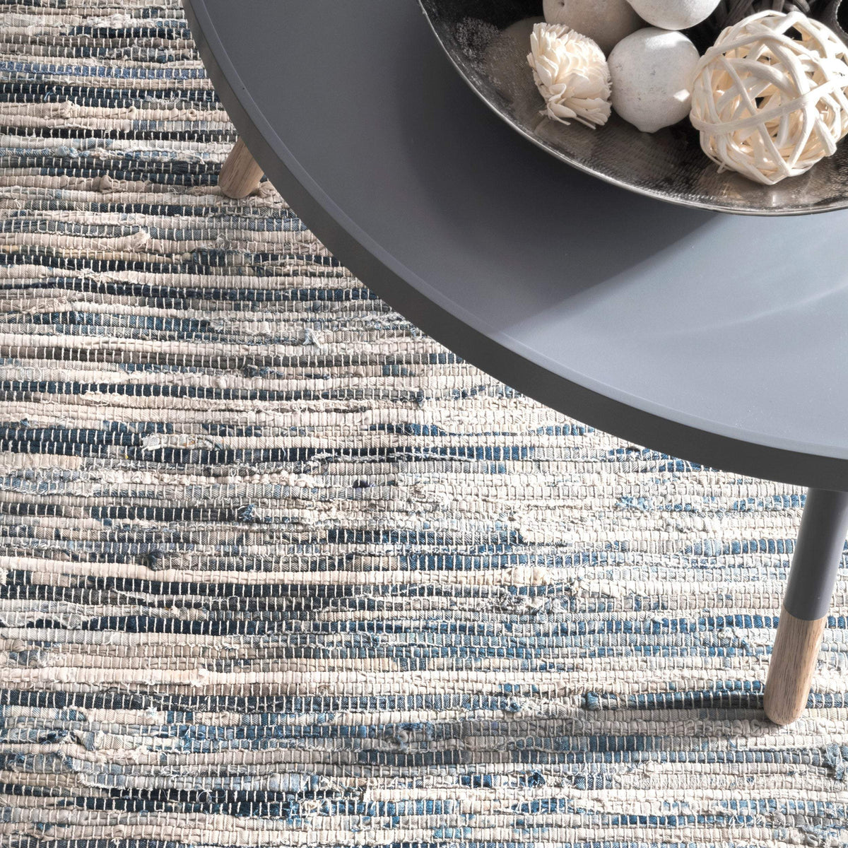 Beige Blue Jute Braided Area Rugfor Living Room – 4 x 6 handmade by LoomifyHome
