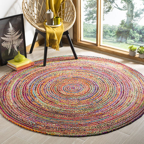 Beige Blue Jute Braided Round Rugfor Living Room handmade by LoomifyHome