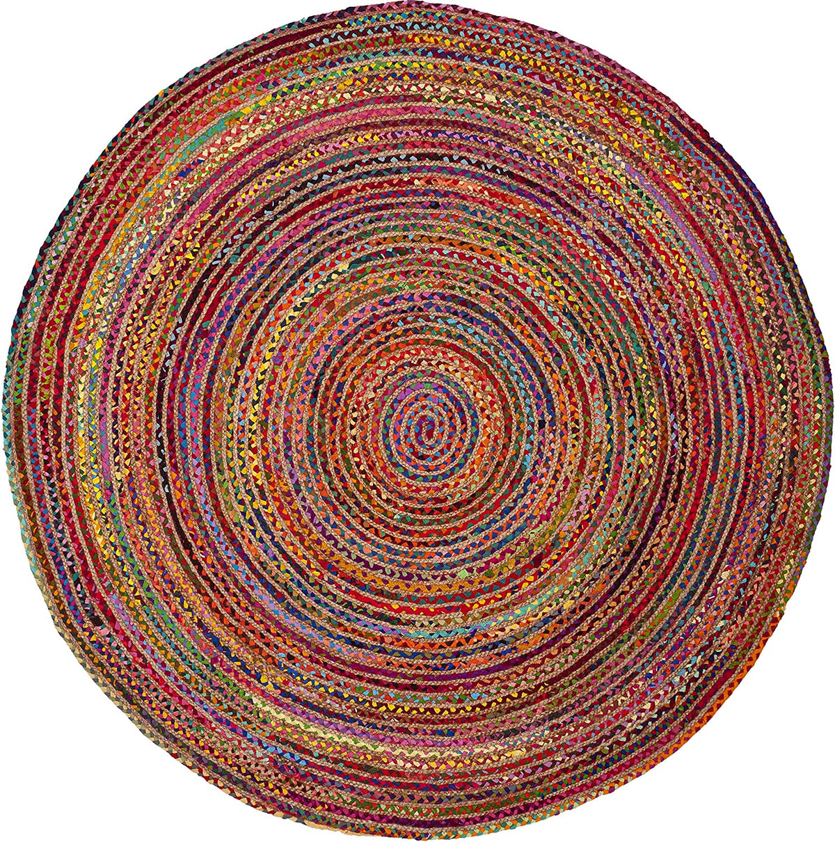 Beige Blue Jute Braided Round Rugfor Living Room handmade by LoomifyHome