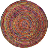 Beige Blue Jute Braided Round Rugfor Living Room handmade by LoomifyHome
