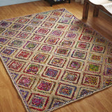 Beige Blue Jute Braided Area Rugfor Living Room – 36 x 48 handmade by LoomifyHome