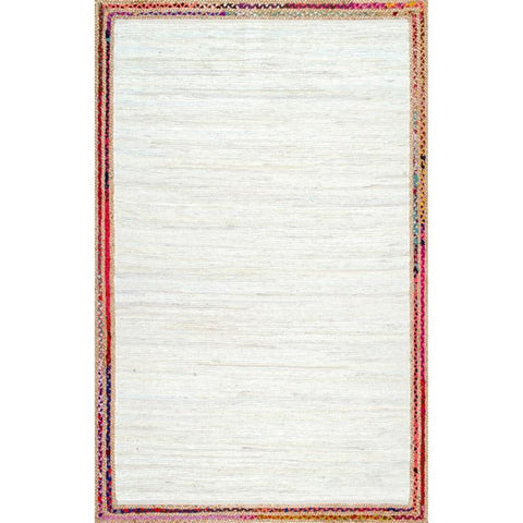 Beige Blue Jute Braided Area Rugfor Living Room – 72 x 96 handmade by LoomifyHome
