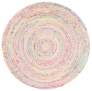White Beige Jute Braided Round Rugfor Living Room – Recycled handmade by LoomifyHome