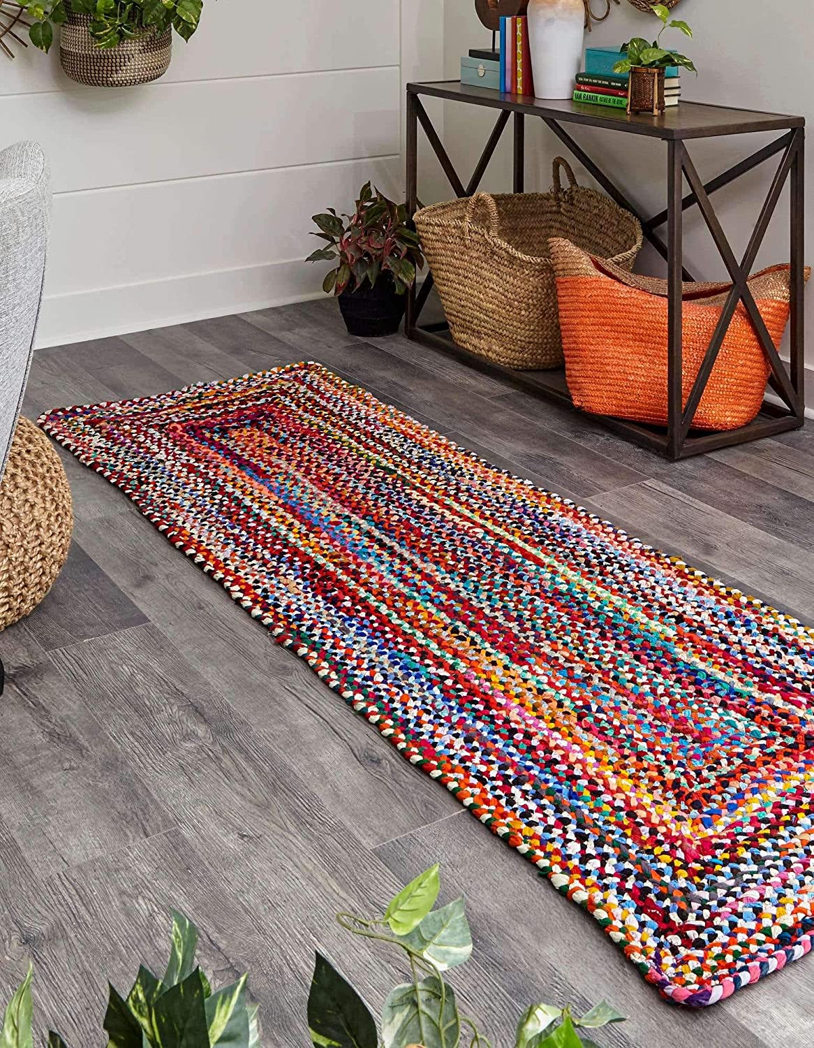 Beige Multicolor Jute Braided Runner Rugfor Living Room handmade by LoomifyHome