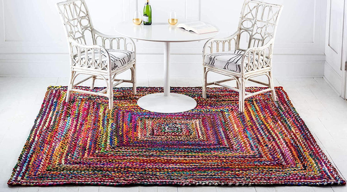 Beige Multicolor Jute Braided Runner Rugfor Living Room handmade by LoomifyHome