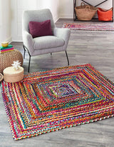 Beige Multicolor Jute Braided Runner Rugfor Living Room handmade by LoomifyHome