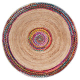 Beige Blue Jute Braided Round Rugfor Living Room – Artisan Style 32 handmade by LoomifyHome