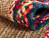 Beige Blue Jute Braided Round Rugfor Living Room – Artisan Style 32 handmade by LoomifyHome
