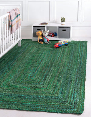 Beige Blue Jute Braided Area Rugfor Living Room – 5x7 handmade by LoomifyHome