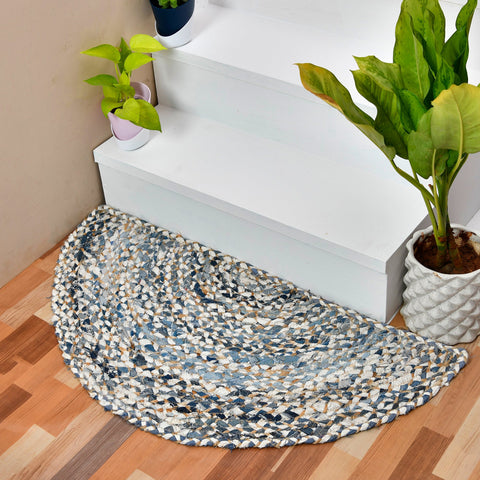 White Beige Jute Braided Half Moon Doormatfor Living Room – Welcome handmade by LoomifyHome