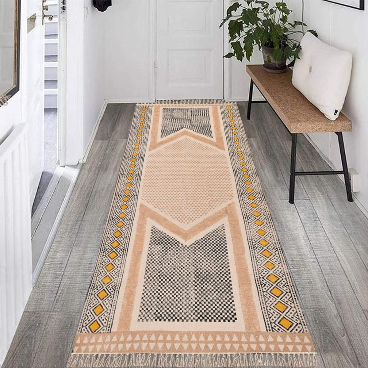 Cotton Braided Runner Rugfor Living Room – Modern handmade by LoomifyHome