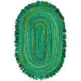 Green Multicolor Jute Braided Oval Rugfor Living Room handmade by LoomifyHome