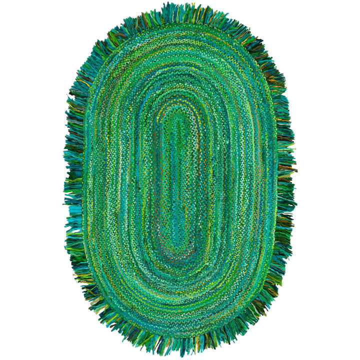 Green Multicolor Jute Braided Oval Rugfor Living Room handmade by LoomifyHome