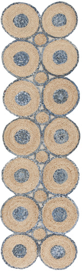 Beige Blue Jute Braided Runner Rugfor Living Room – 2 x 6 handmade by LoomifyHome