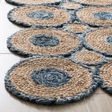 Beige Blue Jute Braided Runner Rugfor Living Room – 2 x 6 handmade by LoomifyHome