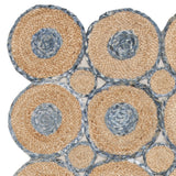 Beige Blue Jute Braided Runner Rugfor Living Room – 2 x 6 handmade by LoomifyHome