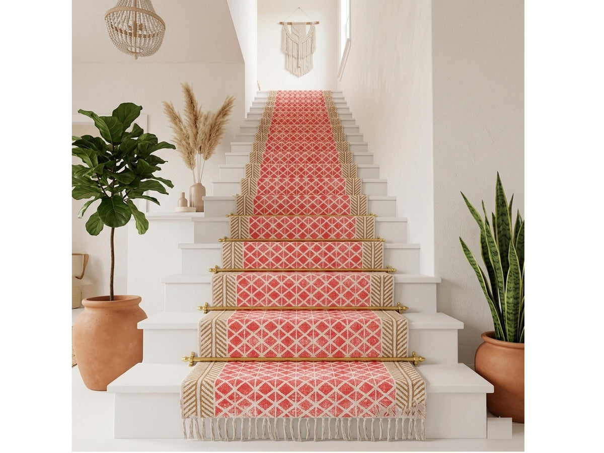 Traploper Custom Size Stairs Runner Rug Stair Carpet, treppenteppich Cotton Rug for Bedside, Entryway, Kitchen, Hallway